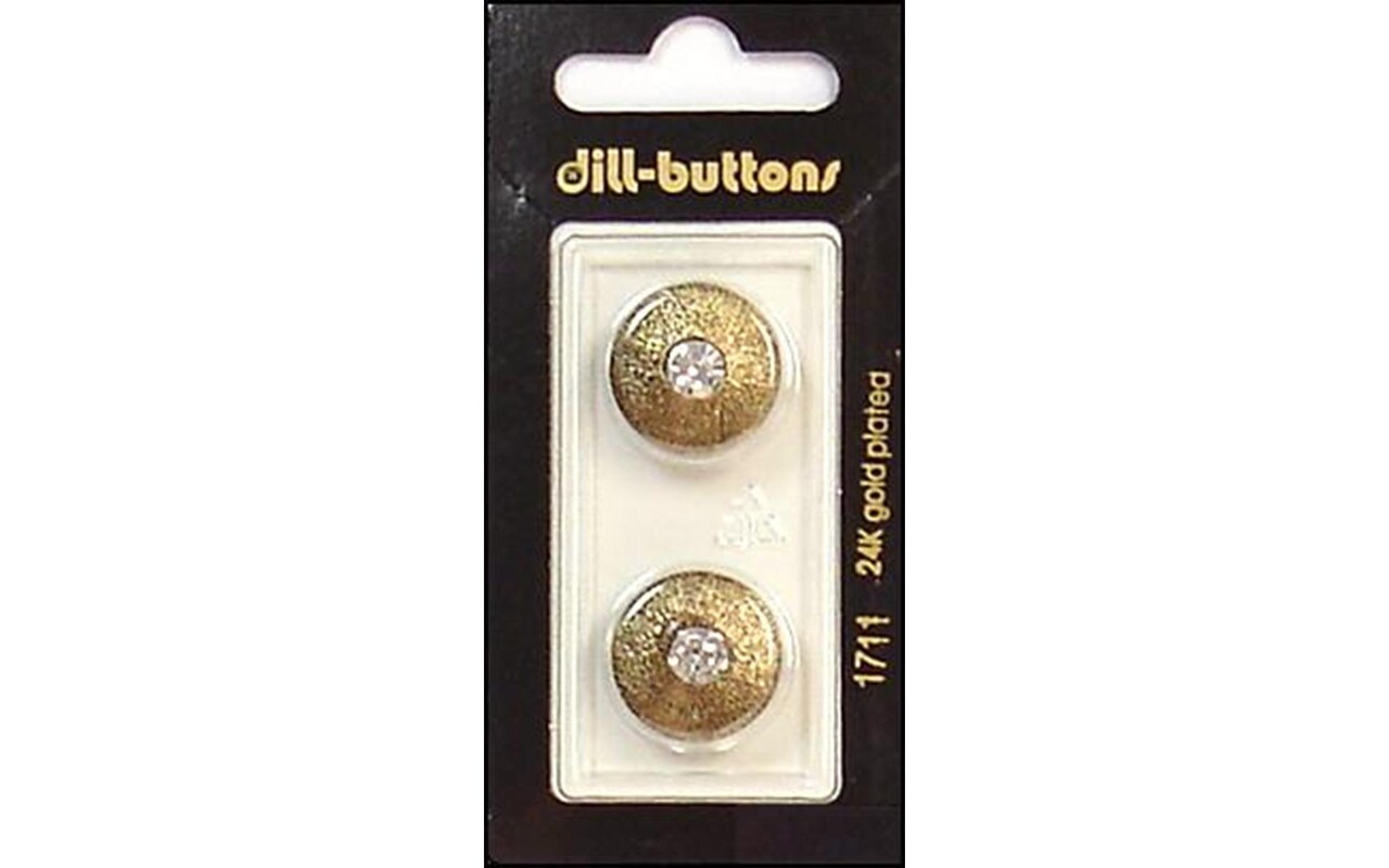 Dill Buttons 18mm 2pc Shank Rhinestone Ant Gold